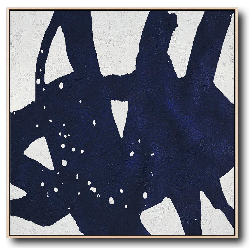 Navy Blue Minimalist Painting #NV185A - Click Image to Close